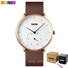 Load image into Gallery viewer, SKMEI Men's Fashion Quartz Watch Silm High Hardness Glass Quartz Wristwatch Men Waterproof Leather Band Male reloj hombre 9213