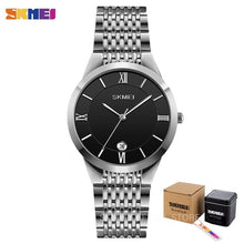 Load image into Gallery viewer, SKMEI Thin Quartz Watch Men Stainless Steel Case Strap Watches For Mens Father Brother Waterproof Male Hour reloj hombre Q024