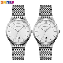 Load image into Gallery viewer, SKMEI Thin Quartz Watch Men Stainless Steel Case Strap Watches For Mens Father Brother Waterproof Male Hour reloj hombre Q024