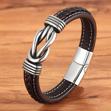 Load image into Gallery viewer, Irregular Winding Graphic Large Accessory Stainless Steel Men's Leather Bracelet Different Color Combination Bracelet Gift
