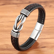 Load image into Gallery viewer, Irregular Winding Graphic Large Accessory Stainless Steel Men's Leather Bracelet Different Color Combination Bracelet Gift
