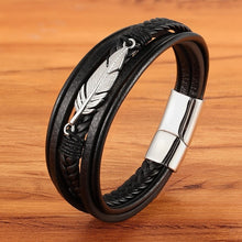 Load image into Gallery viewer, Multi-layer Leather Combination Small Accessories Simple Style Men's Stainless Steel Leather Bracelet Classic Gift Big Sale
