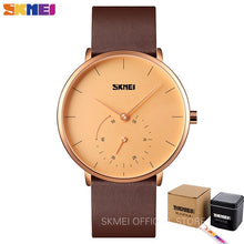 Load image into Gallery viewer, SKMEI Men's Fashion Quartz Watch Silm High Hardness Glass Quartz Wristwatch Men Waterproof Leather Band Male reloj hombre 9213
