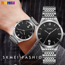 Load image into Gallery viewer, SKMEI Thin Quartz Watch Men Stainless Steel Case Strap Watches For Mens Father Brother Waterproof Male Hour reloj hombre Q024
